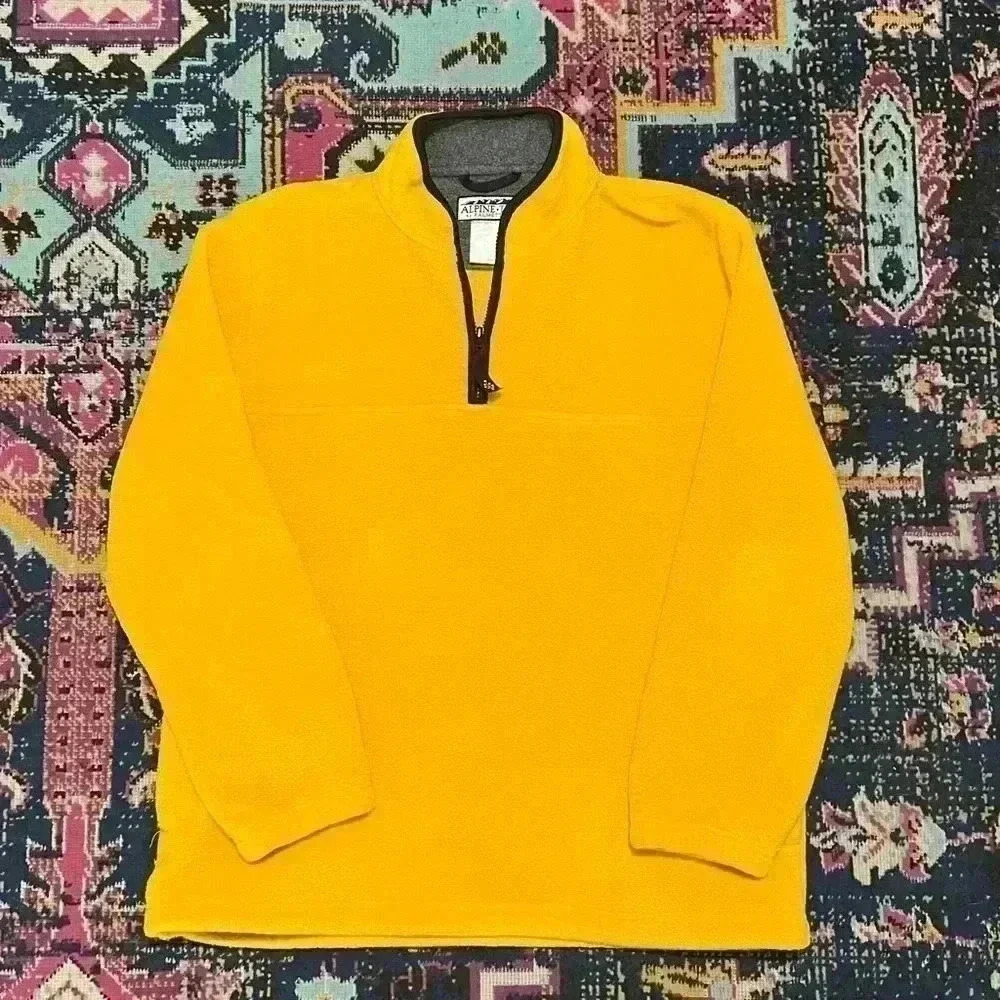 ALPINE TEK By Palmettos Large Yellow‎ Polar Fleece Zip Pullover Sweater Hoodie
